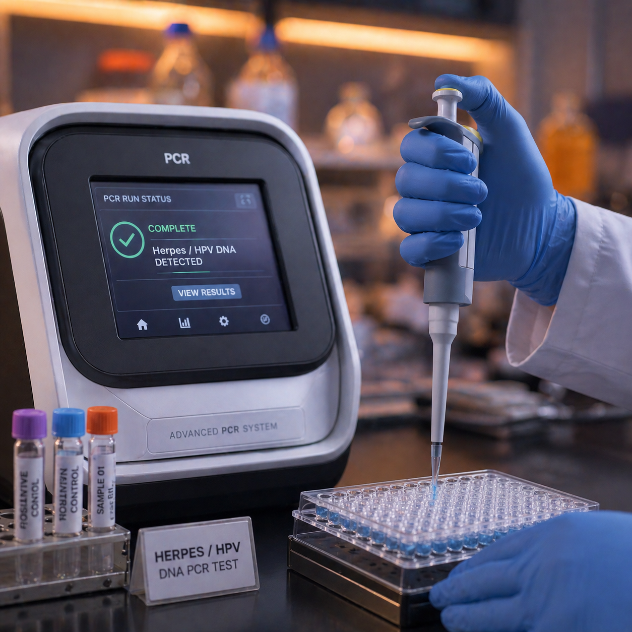 Advanced PCR testing equipment for Herpes and HPV DNA diagnostics